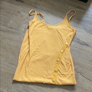 Guess Mustard Button-Accent Mini Dress